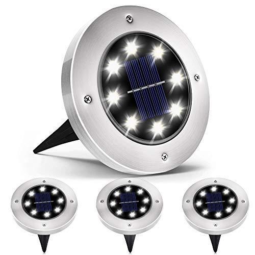 Set 8/12 lampi solare 8 LED, Silver Disk Lights