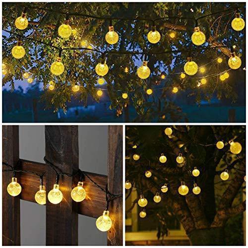 Set 2 x Instalatie solara LED 30 globulete, Alb cald