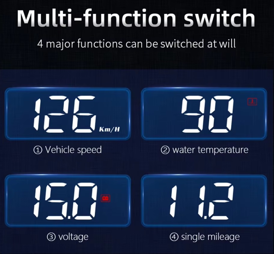 Head Up Display cu proiectie pe parbriz, OBD 2, Alarma Automata