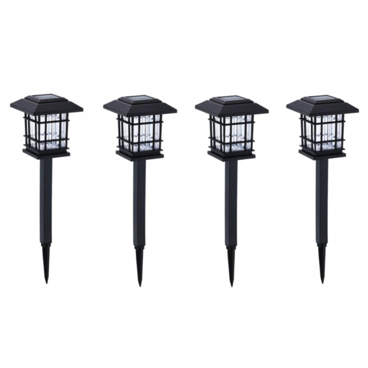Set 4 x lampa solara felinar LED 40 cm, Alb cald
