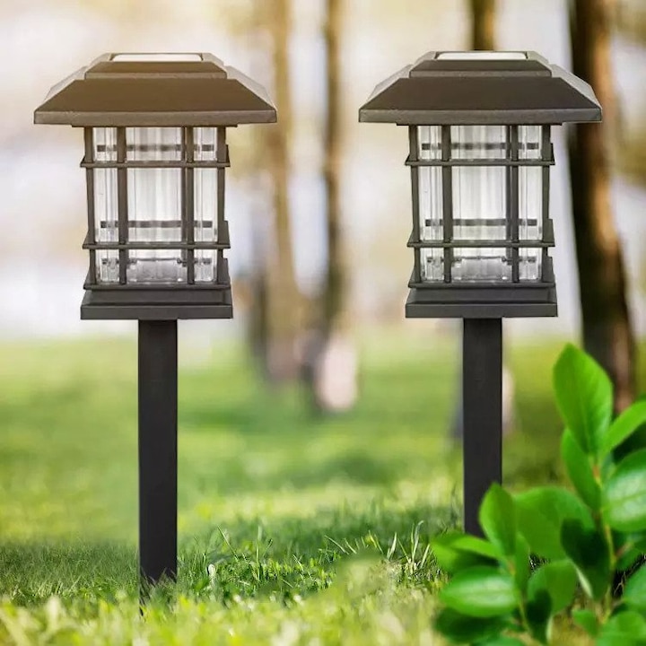 Set 6 x lampa solara felinar LED 40 cm, Alb cald