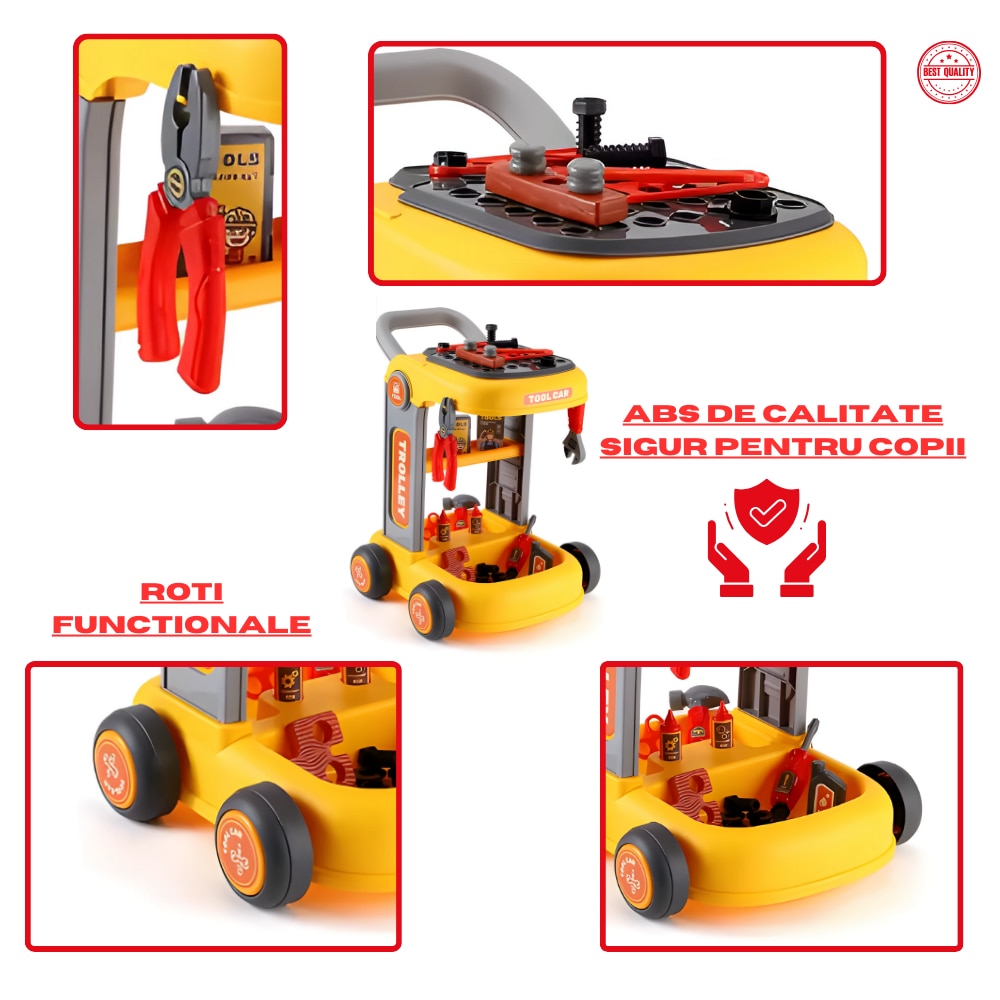 Set Troler de jucarie cu unelte de inginerie pentru copii