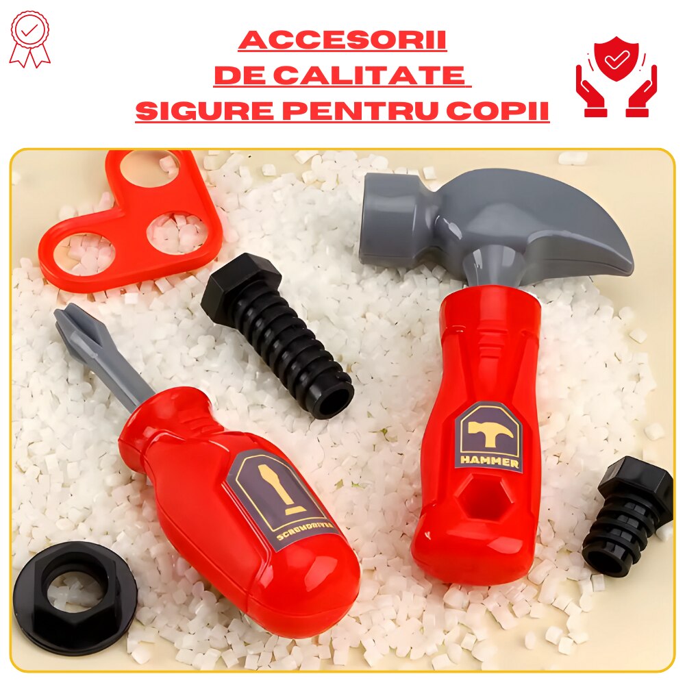 Set Troler de jucarie cu unelte de inginerie pentru copii