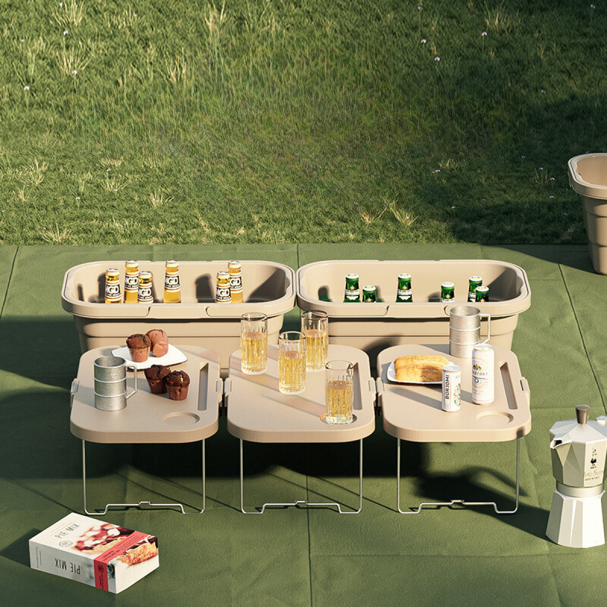 Lighean pliabil cu masuta picnic, 8 Litri
