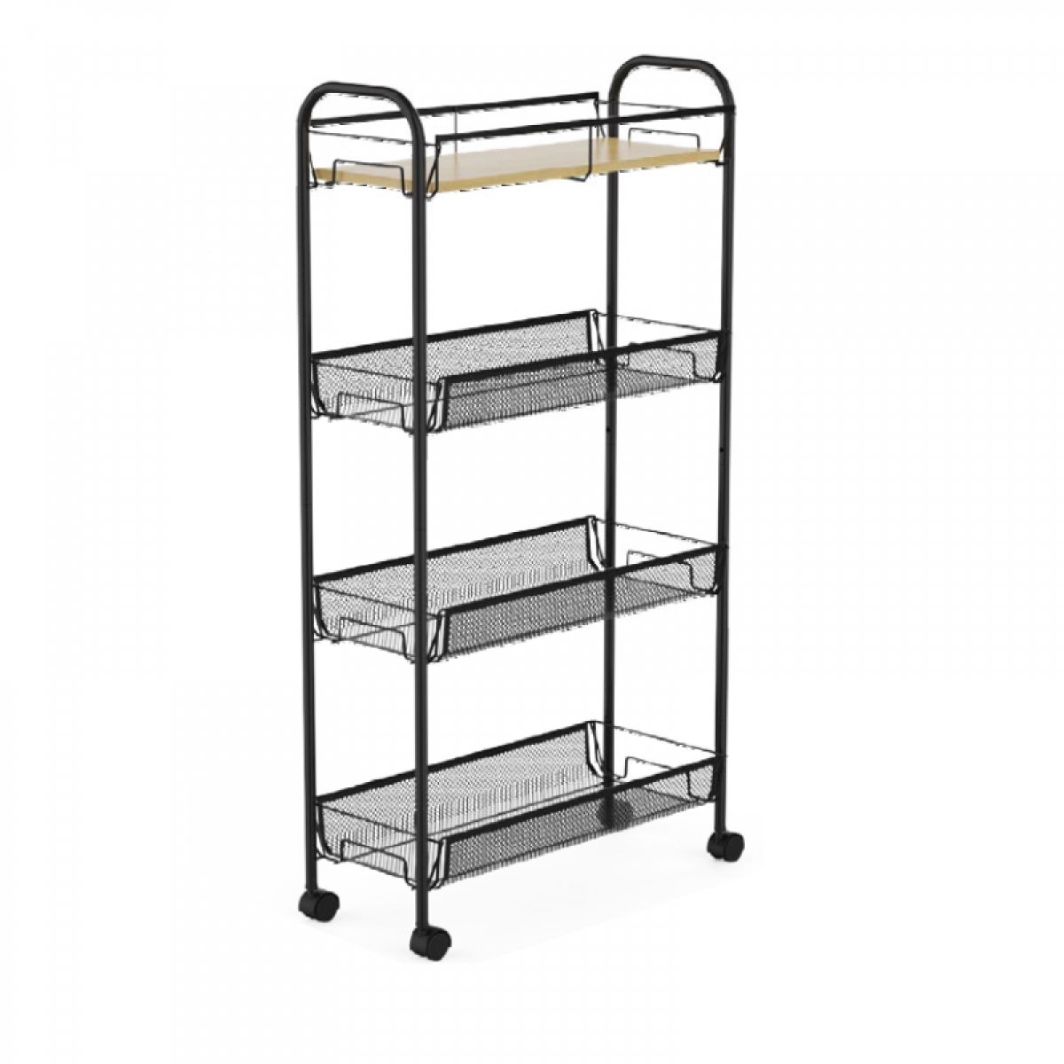 Etajera mobila cu 4 rafturi, 83 cm, Negru