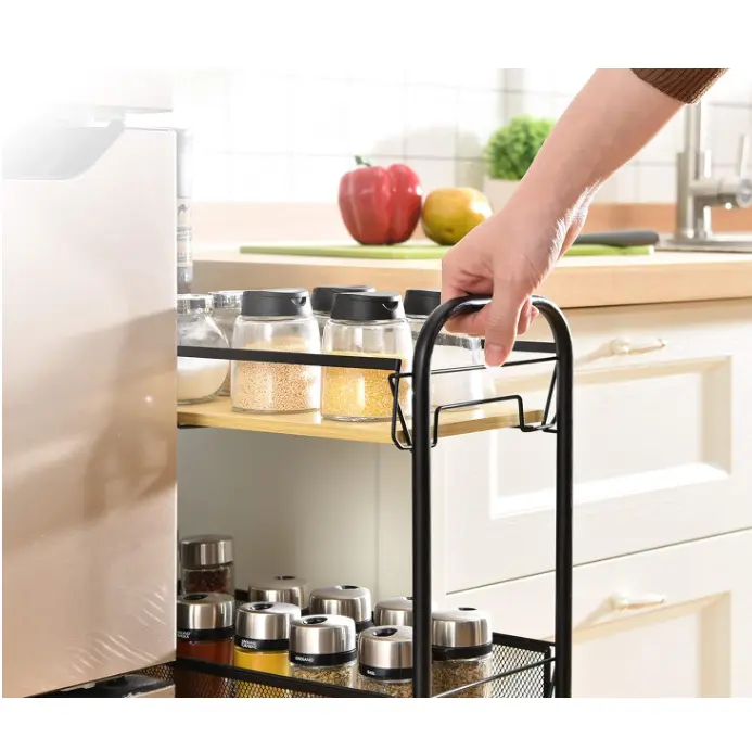 Etajera mobila cu 4 rafturi, 83 cm, Negru