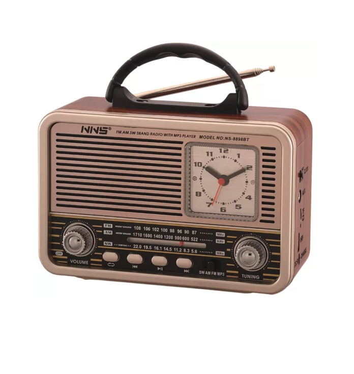 Radio Retro cu ceas analog, BT/USB/TF/AUX 1200 mAh