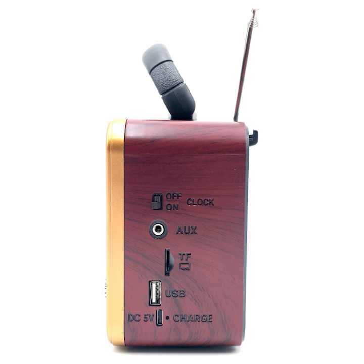 Radio Retro cu ceas analog, BT/USB/TF/AUX 1200 mAh