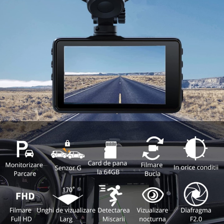 Camera Auto DVR Full HD 1080p, Ecran LCD 3 Inch, Senzor G