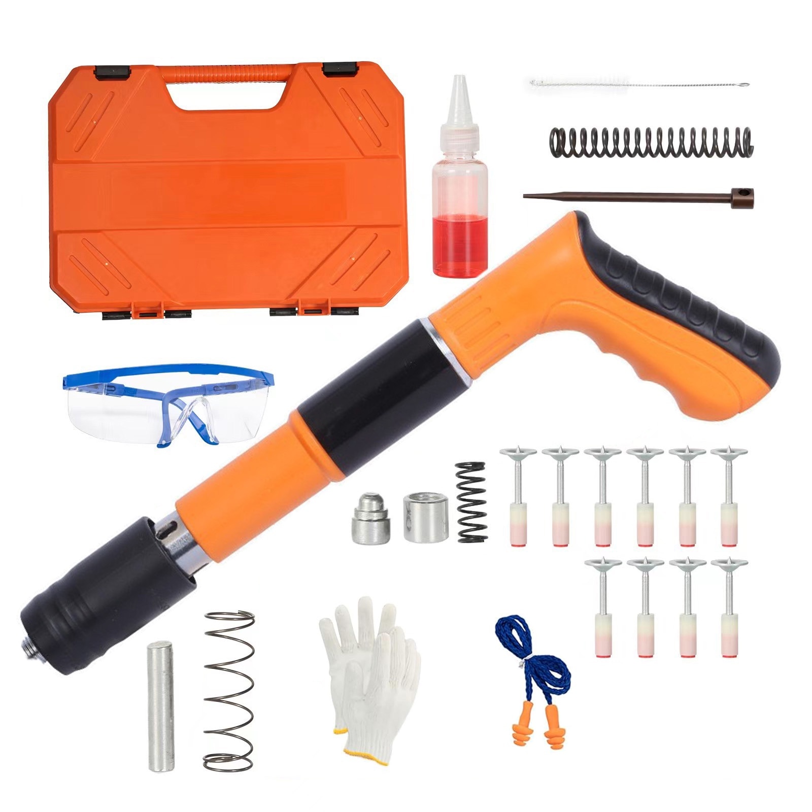 Pistol pentru nituri, 100 de cuie, pentru ziduri de beton si caramida