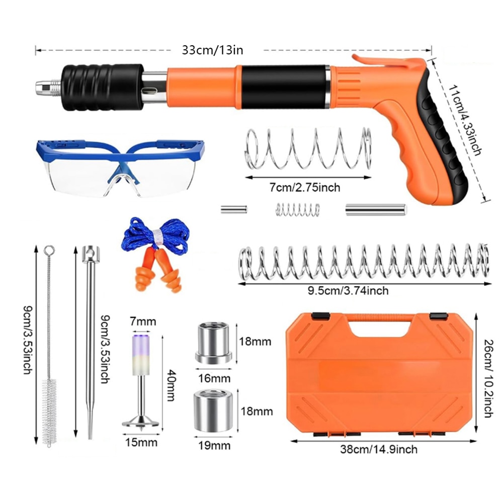 Pistol pentru nituri, 100 de cuie, pentru ziduri de beton si caramida