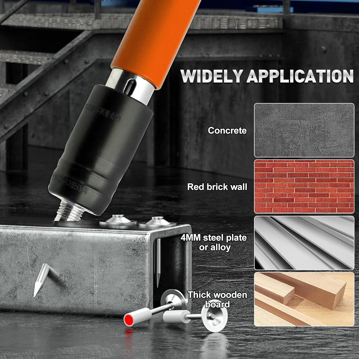 Pistol pentru nituri, 100 de cuie, pentru ziduri de beton si caramida