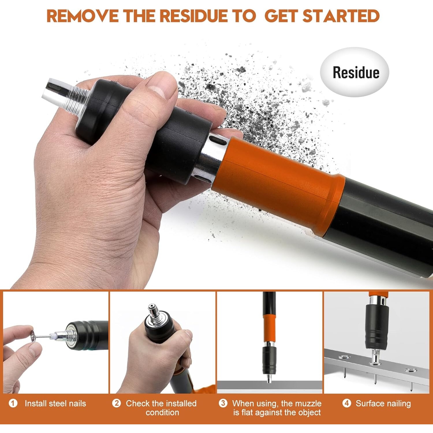 Pistol pentru nituri, 100 de cuie, pentru ziduri de beton si caramida