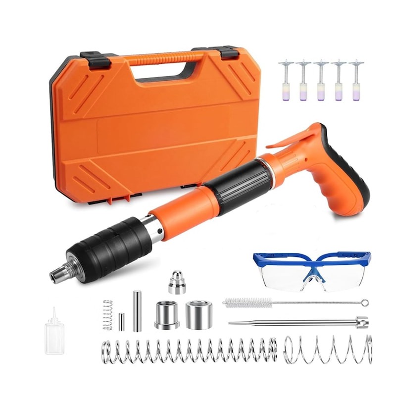 Pistol pentru nituri, 100 de cuie, pentru ziduri de beton si caramida