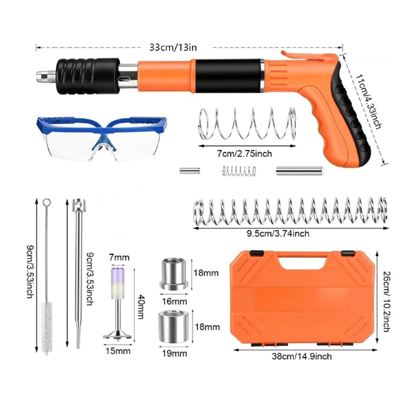 Pistol pentru nituri, 100 de cuie, pentru ziduri de beton si caramida