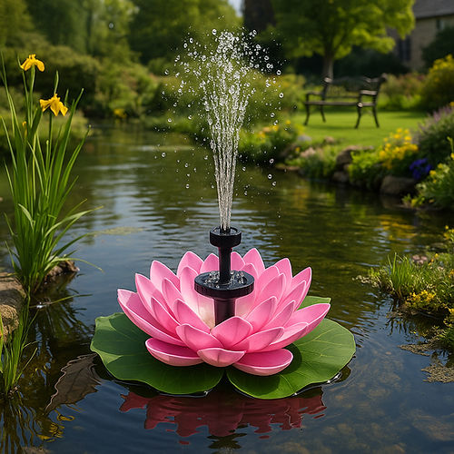 Fantana solara arteziana, floare de lotus, decoratiune Plutitoare