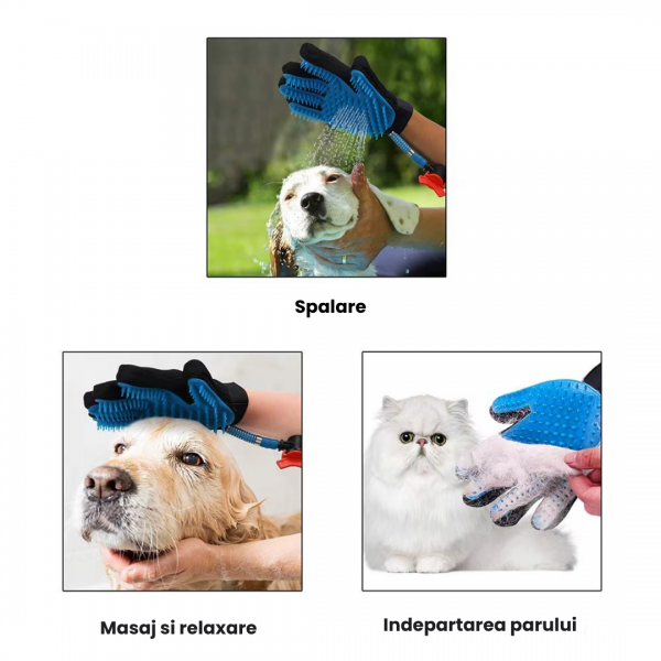 Set manusa cu furtun pentru spalare si masaj animale