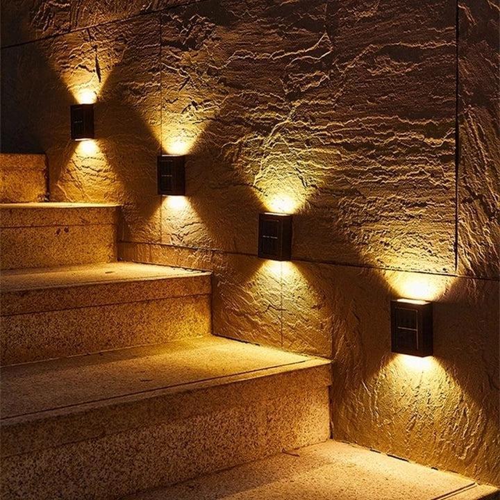 Set 4 x lampa solara 2 LED cu lumina bidirectionala