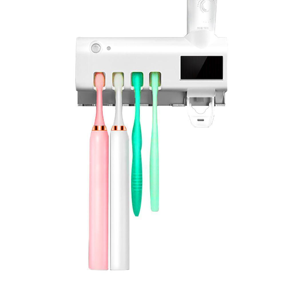 Dozator pentru pasta de dinti cu sterilizator UV pentru periute
