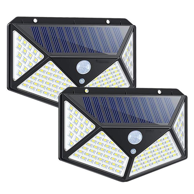 Set 2 x Lampa 100 LED cu panou solar, senzor de miscare