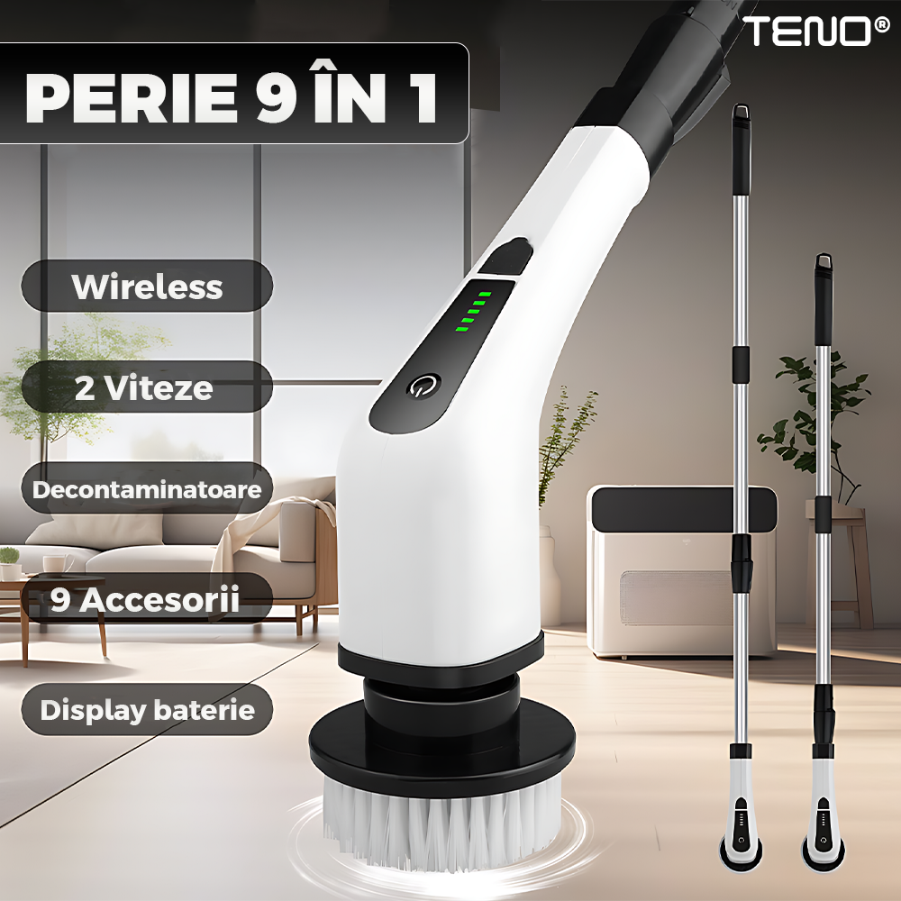 Perie electrica rotativa 9 capete inlocuibile, 2 viteze reglabile