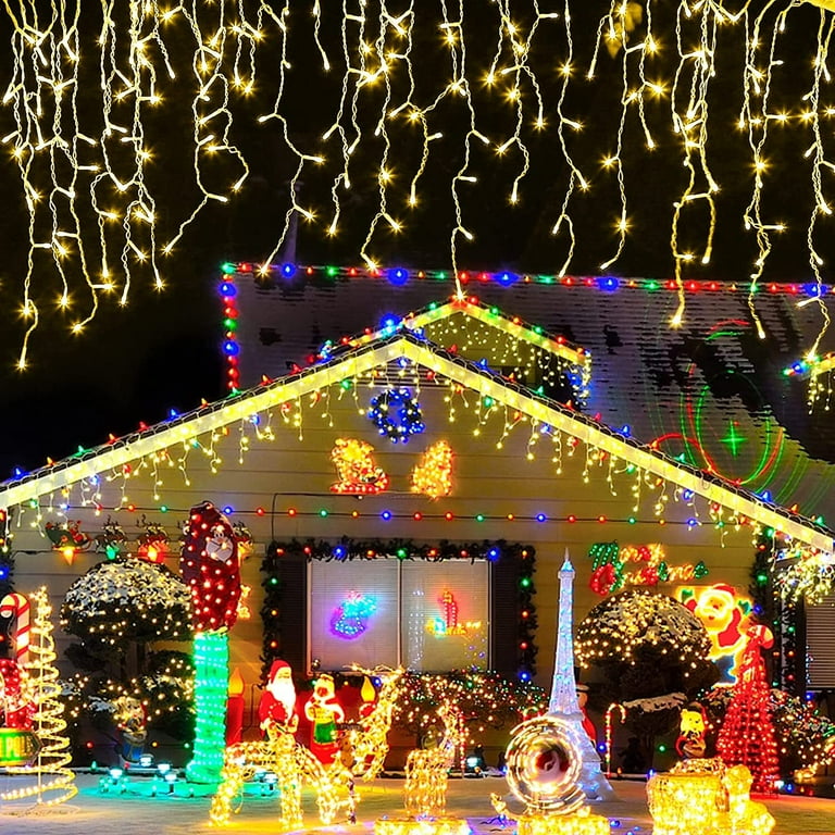 Instalatie LED cu franjuri lungi 1 M, Lungime 25 M, 600 LED, Alb Cald