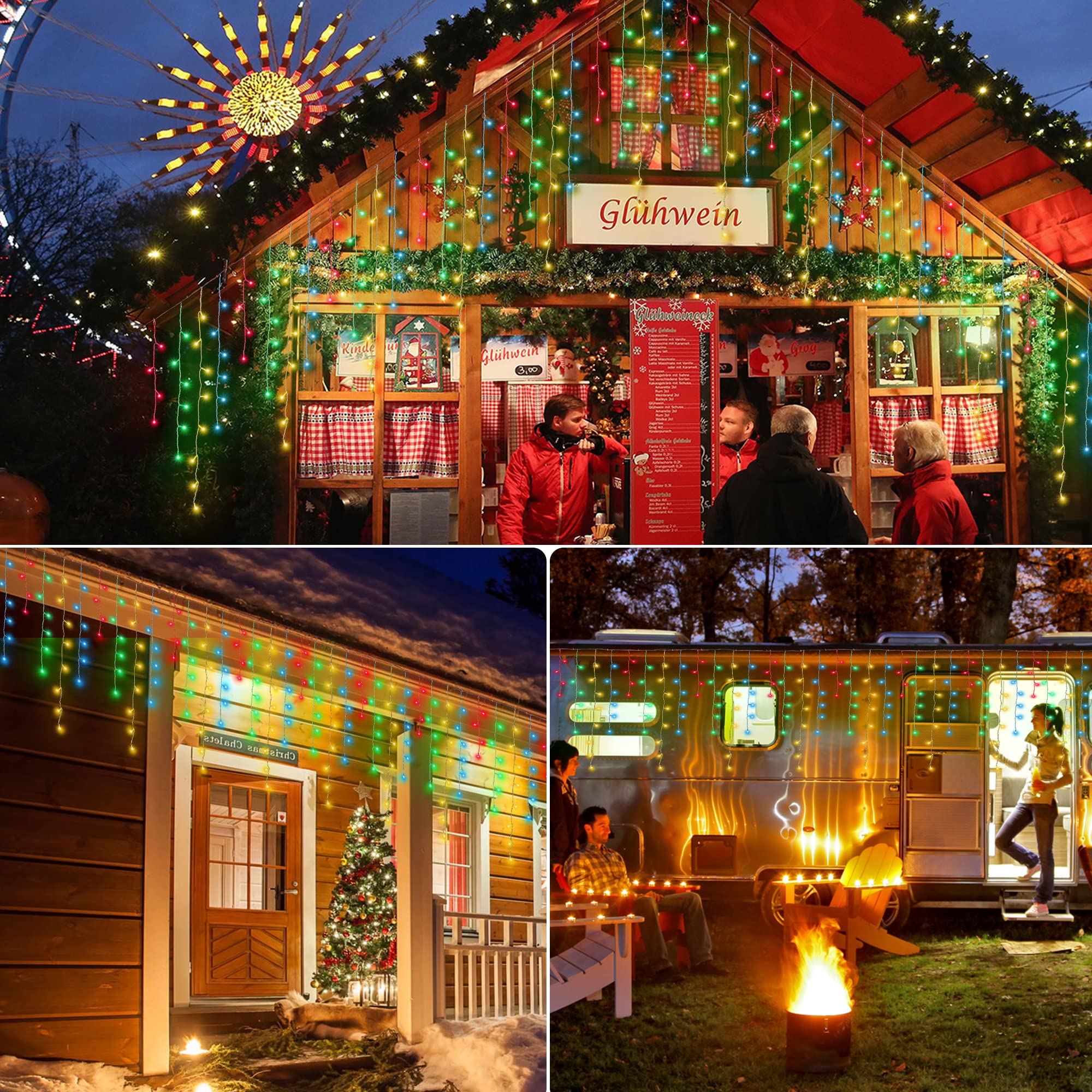 Instalatie franjuri 1000 LED, 50 Metri lungime, Multicolor