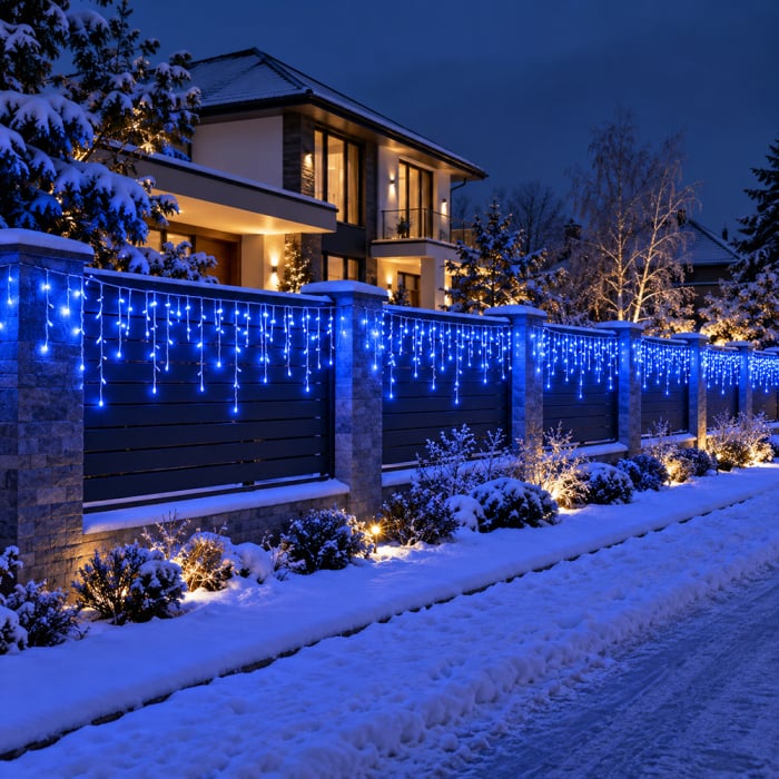 Instalatie franjuri 1000 LED, 50 Metri lungime, Albastru