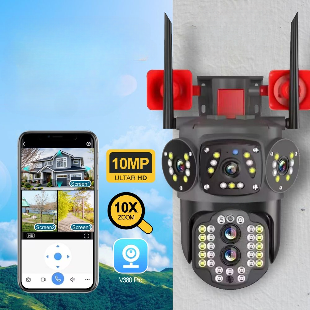 Camera supraveghere 3 camere video Wi-Fi, CCTV PTZ