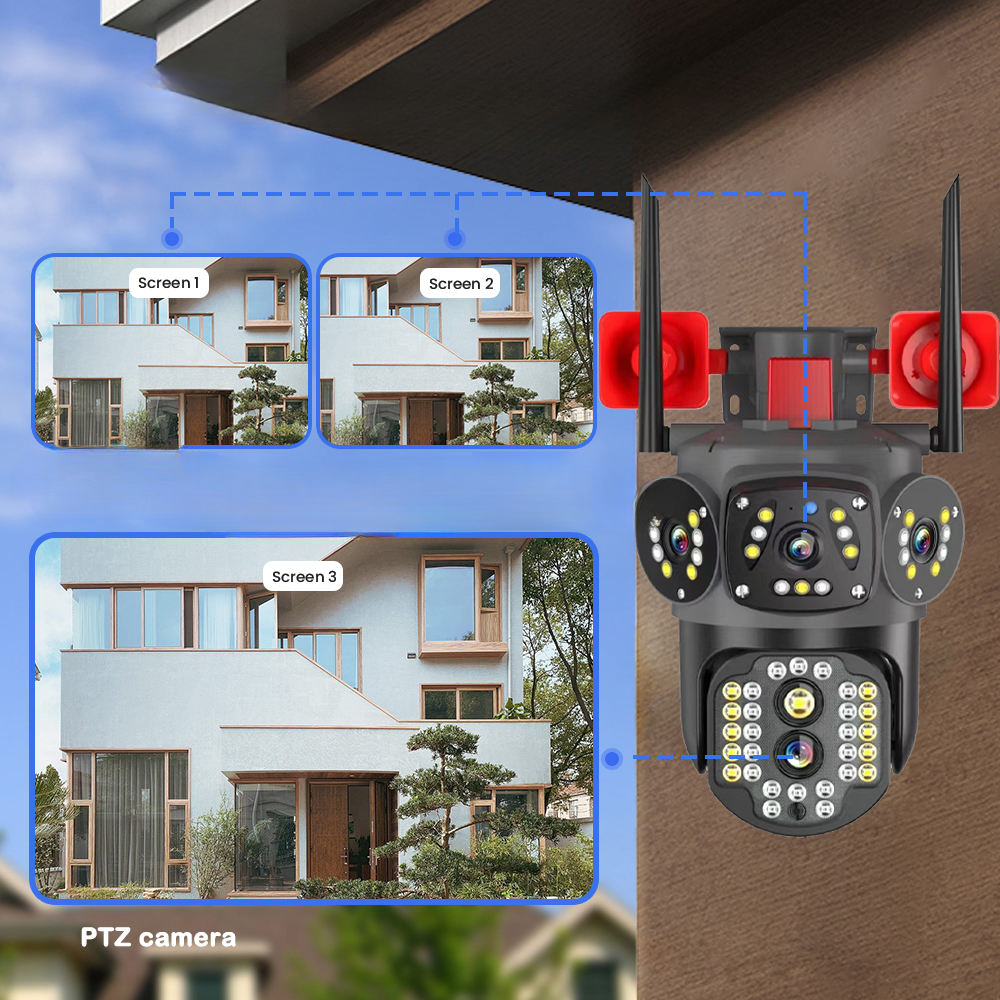 Camera supraveghere 3 camere video Wi-Fi, CCTV PTZ