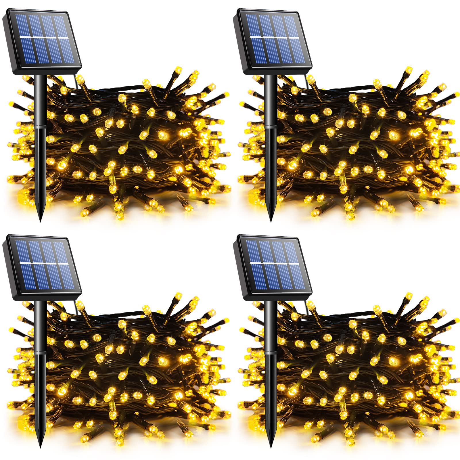 Set 4 x Instalatie solara 100 LED, Alb cald, 10 Metri