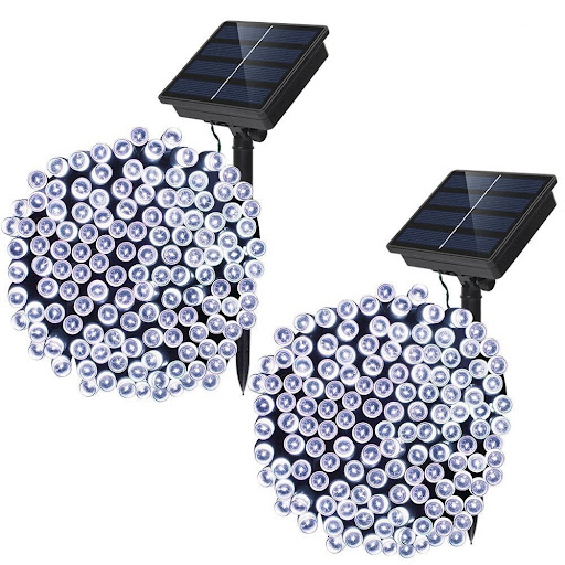 Set 2 x Instalatie solara Alb rece, pentru exterior - 100 LED