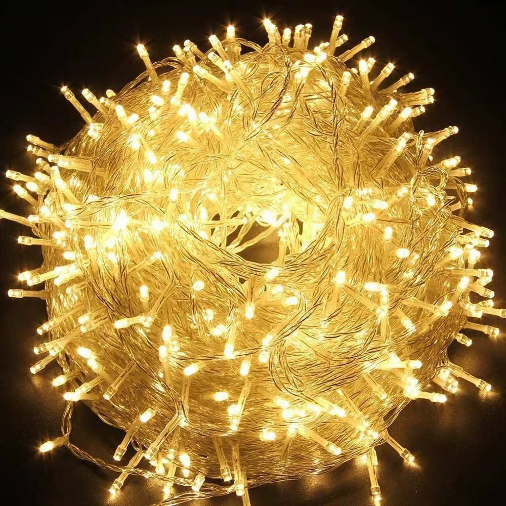 Instalatie cu franjuri 30 M, 1200 LED, Alb Cald