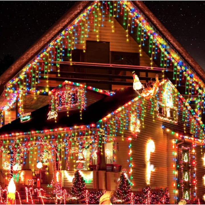 Instalatie cu franjuri 30 M, 1200 LED, Multicolor