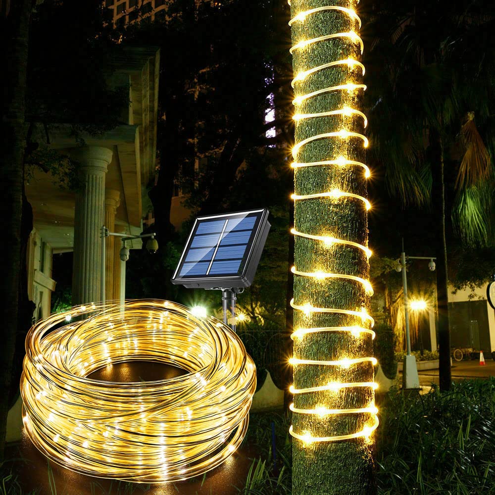 Furtun luminos LED cu incarcare solara, 10 M, Alb cald