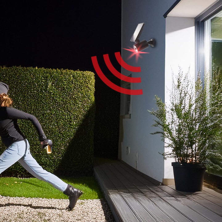 Camera falsa solara LED, IP 44, senzor de miscare, Negru