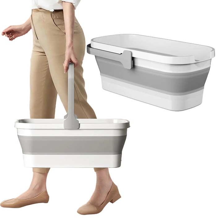 Mop Telescopic cu Galeata Pliabila, Maner Reglabil 140 cm