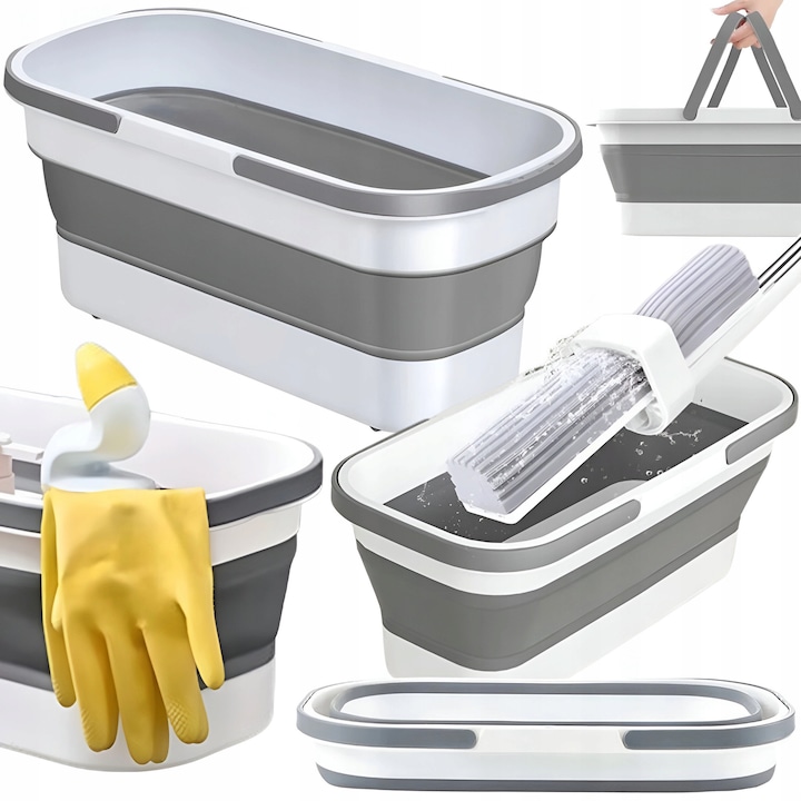 Mop Telescopic cu Galeata Pliabila, Maner Reglabil 140 cm