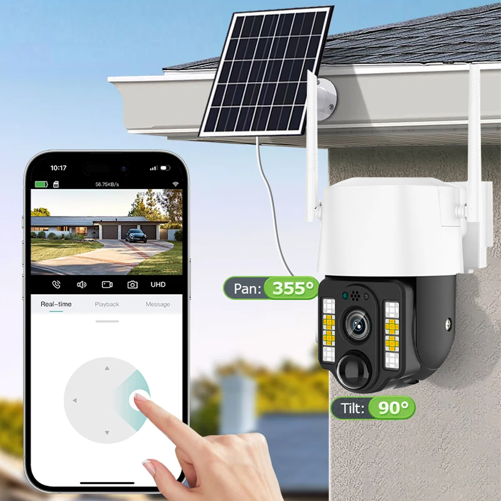 Camera Video Solara 355°, 4G SIM Slot, 1080P HD, Alarma