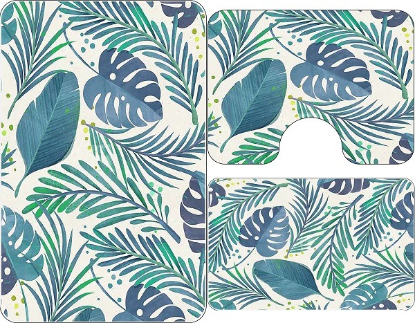 Set 3 covorase antiderapante de baie, Frunze