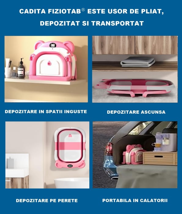 Cadita pliabila bebelusi, pernuta ergonomica si salteluta, Roz