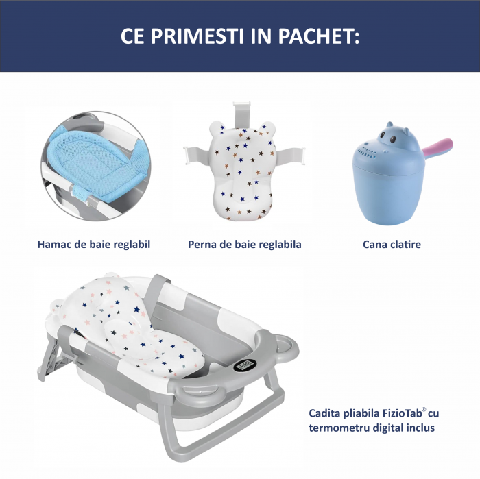 Cadita pliabila bebelusi, pernuta ergonomica si salteluta, Gri