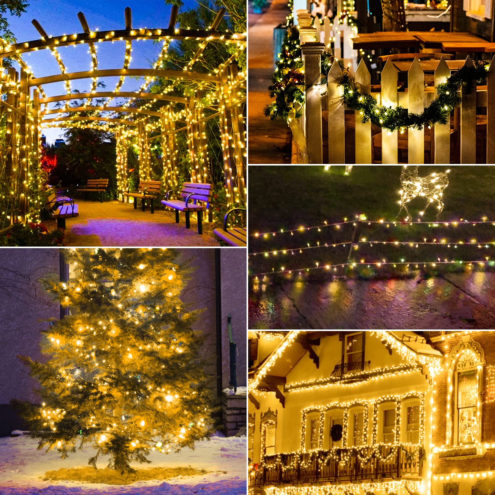 Set 2 x Instalatie solara 100 LED, Alb cald