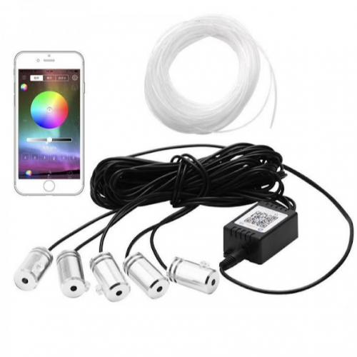 Banda LED lumini ambientale auto, 5 unitati, 6M, iOS, Android
