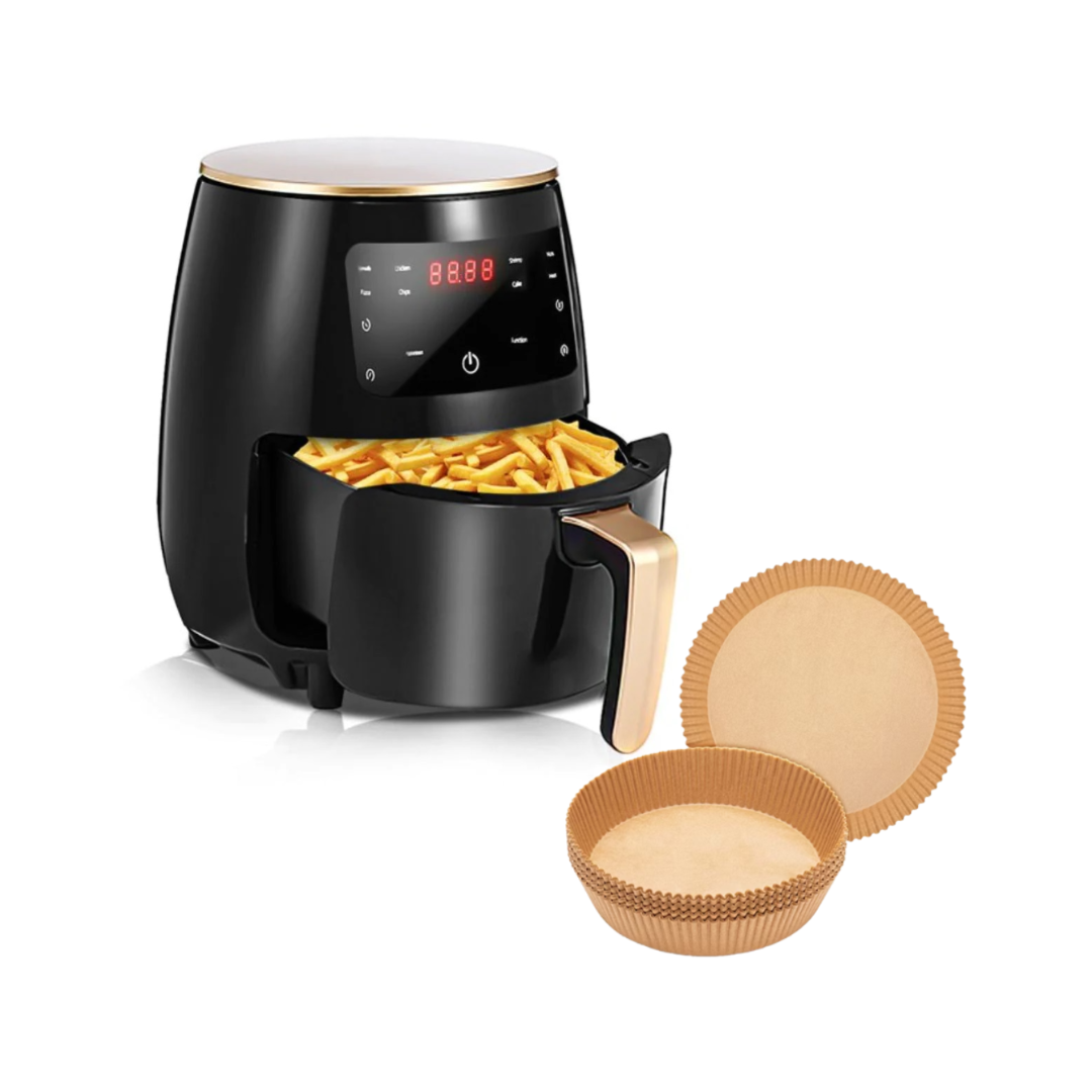 Friteuza AirFryer 2400 W, 6L + Set 200 hartii copt