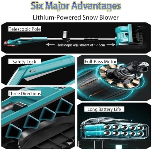 Lopata electrica pentru zapada, 2 baterii reincarcabile, lame spiralate