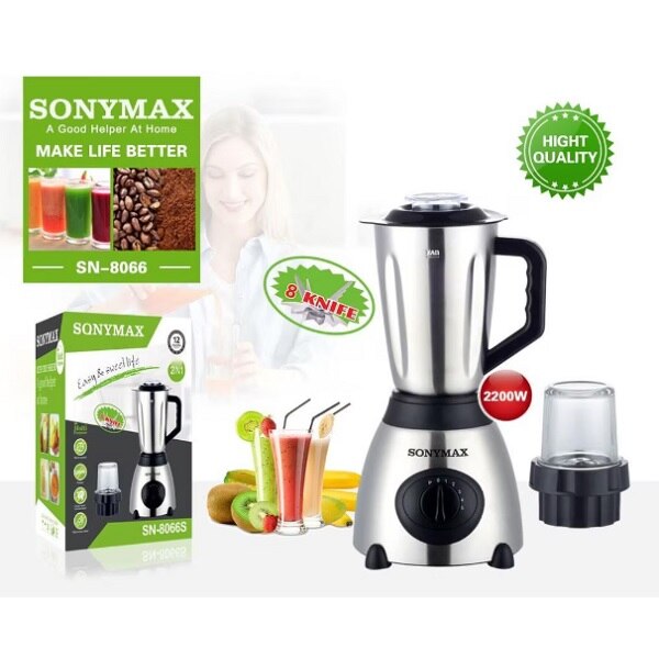 Blender din Inox, 2 in1, 5 viteze, 2200 W, rasnita inclusa