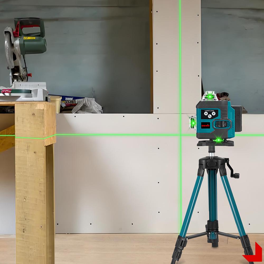 Nivela laser 4D, 16 linii, telecomanda, 2 baterii, Albastru/Negru