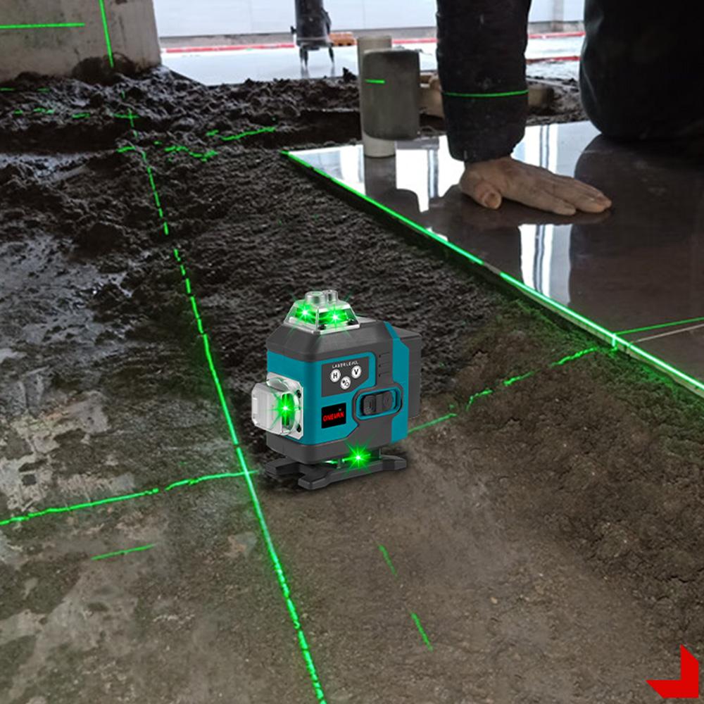 Nivela laser 4D, 16 linii, telecomanda, 2 baterii, Albastru/Negru