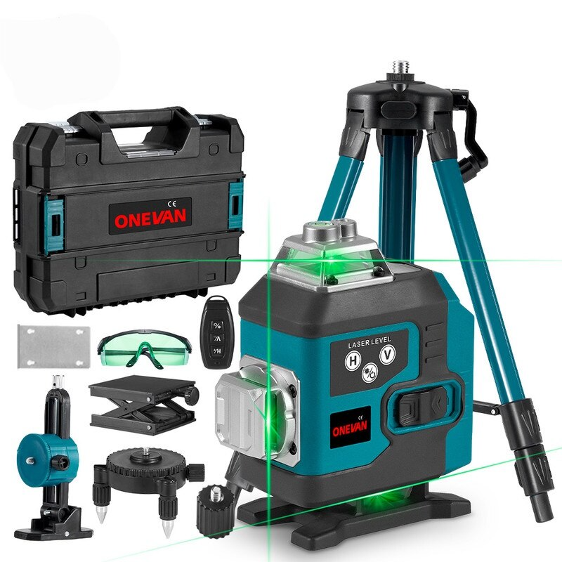 Nivela laser 4D, 16 linii, telecomanda, 2 baterii, Albastru/Negru